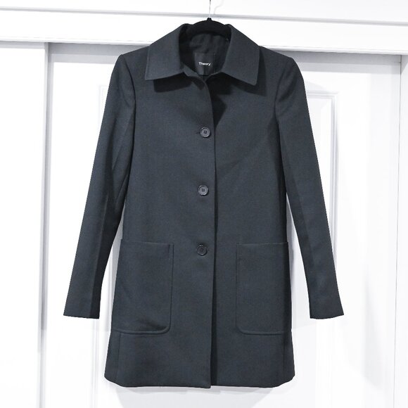 THEORY Izzurc Prospective Black Long Jacket Coat - Size S/P - Picture 2 of 9